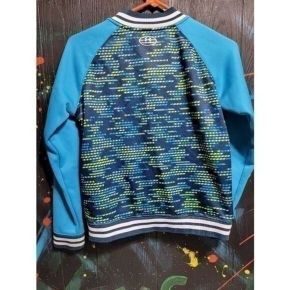 Under Armour Fleece Bomber Jacket Snap Up Varsity Cold Gear Loose Fit Size YLarg - Picture 3 of 3